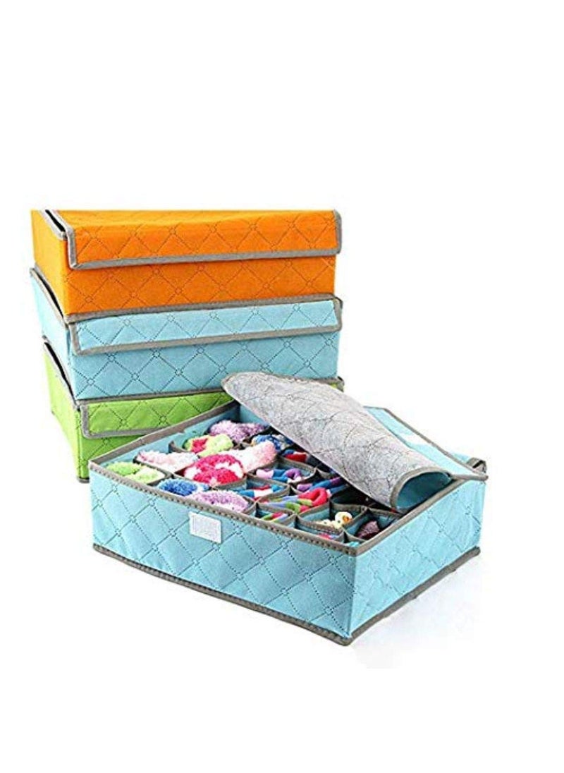 Mahotsav marketing ANUP 24 Slots Charcoal Storage Box Case Folding Wardrobe Drawer for Socks and UnderwearMULTI