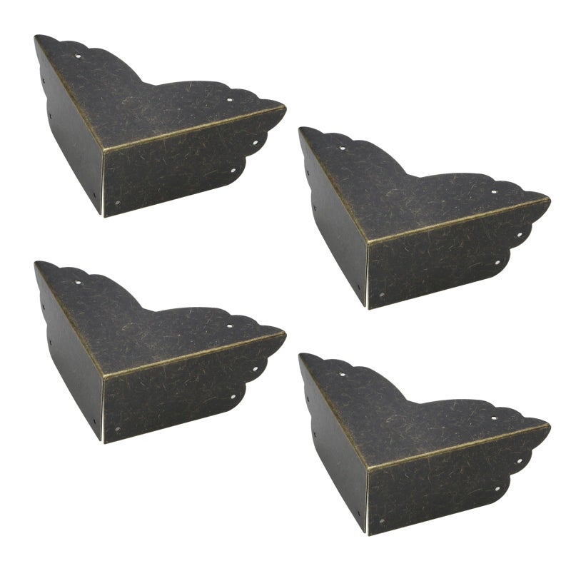 Mcredy Corner Protectors for Furniture,4 Pack Table Corner Protectors Metal Bronze Box Corners Decorative 2.8x2.8x1.2(LxWxH),Side Length 2.8" - Image 1