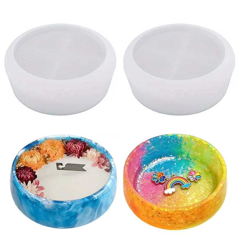 SHOSKY 2Pcs Bowl Silicone Resin Molds, Round Resin Bowls Concrete Mold, Candle Holer, Flower Pot, Jewelry Trinket Container Silicone Molds for Epoxy Resin Casting, Home Decors - Image 1