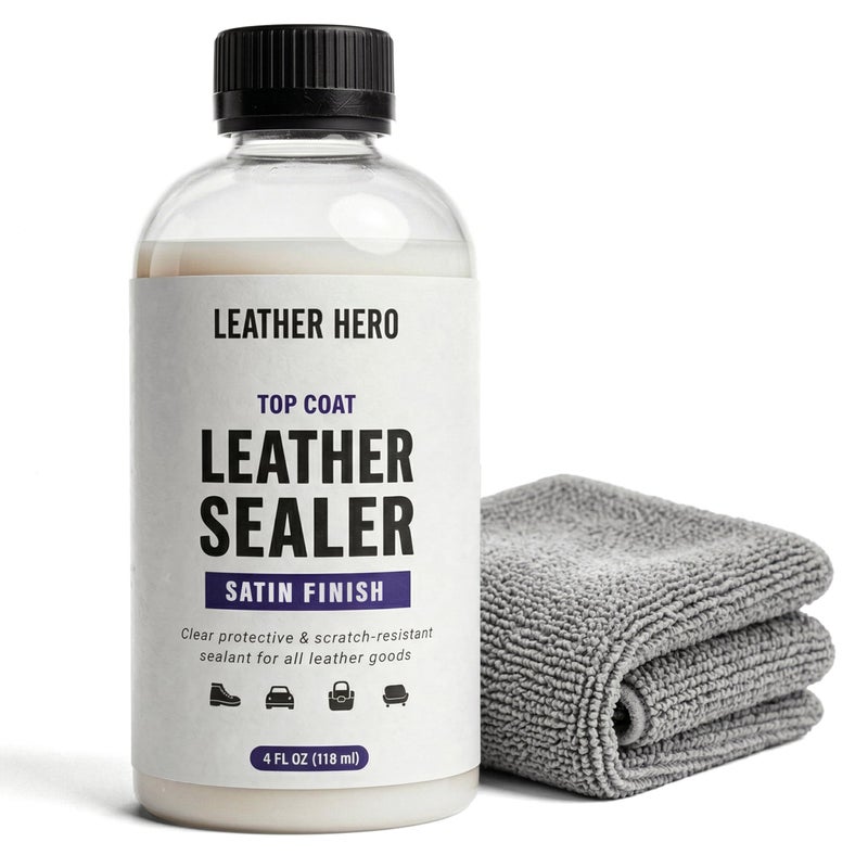 Leather Hero Top Coat Leather Sealant Protective Finish for Dye Paint Car Seats Shoes More ScratchResistant Color Restorer with Applicator 4ozSatin Finish - Image 3