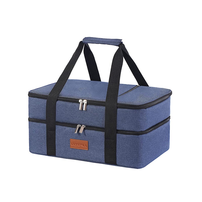 Uoxfill Lunch Bag Insulated Thermal Food Carrier Insulated Double Decker Casserole Carrier for Hot or Cold FoodInsulated Tote Bag for Potluck Cookouts PicnicLasagna Holder