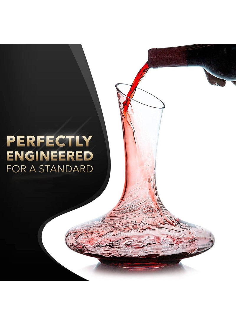 Excefore Decanter, Hand Blown Lead Free Crystal  Carafe, Large 1800 ml Capacity, Red  Aerator and Breather, Glass  Pitcher Set  - Image 3