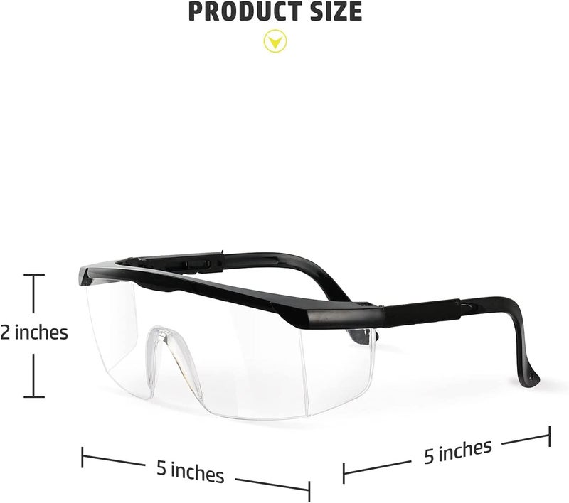 WYATT 2 Pack Safety Glasses, Anti-fog, Scratch Resistant Clear Wraparound Lenses and No-Slip Grips, Adjustable, Lab Goggles (TINTED) - Image 4