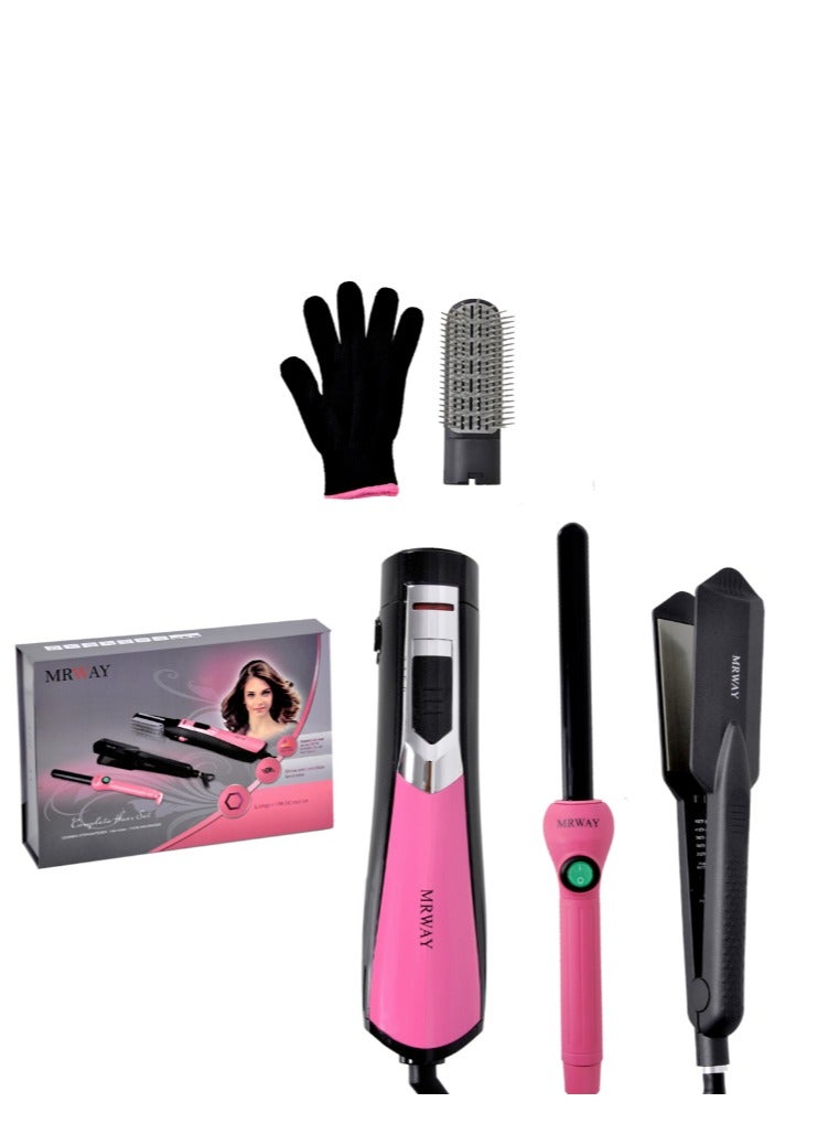 MRWAY 3 in 1 set (dryer + ceramic + iron) from Mrway Pink - Image 1
