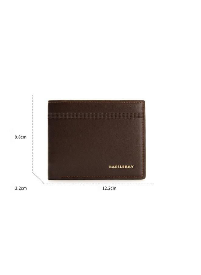 بايلليري محفظة رجالية، محفظة متعددة الفتحات ذات سعة كبيرة وعالية الجودة، للأعمال والترفيه، مصنوعة من الجلد القصير، تصميم أنيق وبسيط وجوي، محفظة مريحة وصغيرة بيد واحدة، بنية اللون. - Image 3