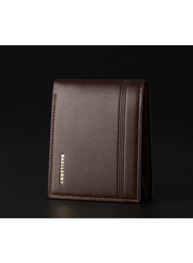 بايلليري محفظة رجالية، محفظة متعددة الفتحات ذات سعة كبيرة وعالية الجودة، للأعمال والترفيه، مصنوعة من الجلد القصير، تصميم أنيق وبسيط وجوي، محفظة مريحة وصغيرة بيد واحدة، بنية اللون. - Image 4