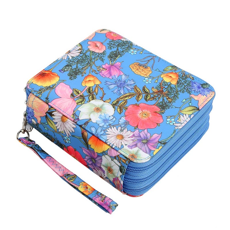 Lbxgap Portable Colored Printing Pattern Morning glory and Daisy Pencil Case 72 Slots Pencil Bag Organizer with Zipper for Watercolor Pens or Markers Pencil Case Organizer for Artist