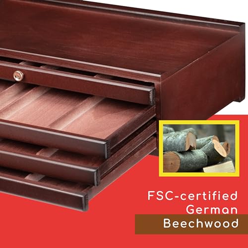 MEEDEN 4-Drawer Wood Artist Supply Storage Box, Portable Beechwood Multifunctional Pencil Brush Organizer Wood Box with Drawer&Compartments for Pastels, Pencils, Pens, Makeup Brushes(Deep Walnut) - Image 4