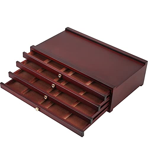 MEEDEN 4-Drawer Wood Artist Supply Storage Box, Portable Beechwood Multifunctional Pencil Brush Organizer Wood Box with Drawer&Compartments for Pastels, Pencils, Pens, Makeup Brushes(Deep Walnut) - Image 1