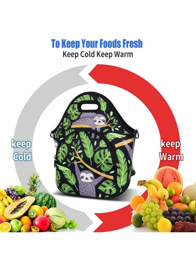 Violet Mist Neoprene Lunch Bag Tote Reusable Insulated Lunch Box with Adjustable Shoulder Strap&Pocket for Women,Men,Adults - Image 4
