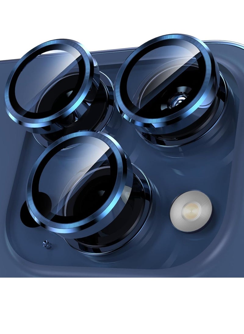 Raxoom iPhone 15 Pro - iPhone 15 Pro Max Camera Lens Protector, 9H Tempered Glass Camera Cover Screen Protector Metal Individual Ring for iPhone 15Pro 6.1 inch iPhone 15 ProMax 6.7 inch (Blue Titanium) - Image 1