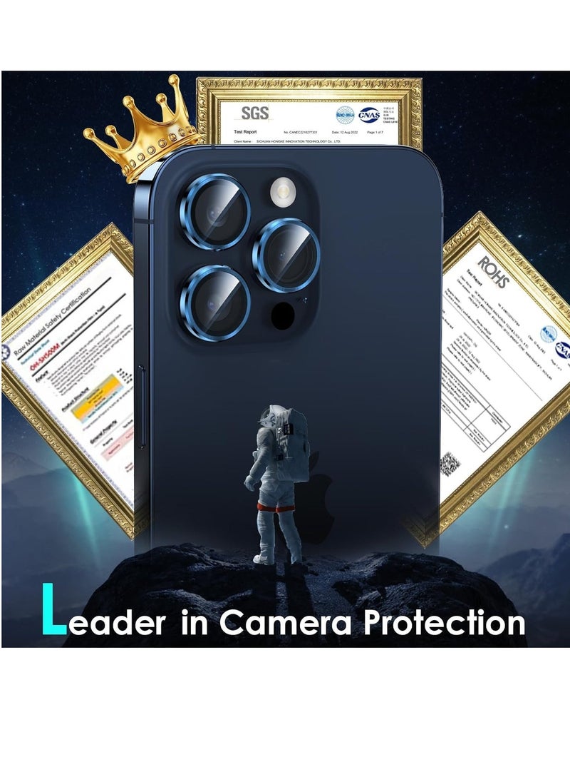 Raxoom iPhone 15 Pro - iPhone 15 Pro Max Camera Lens Protector, 9H Tempered Glass Camera Cover Screen Protector Metal Individual Ring for iPhone 15Pro 6.1 inch iPhone 15 ProMax 6.7 inch (Blue Titanium) - Image 4