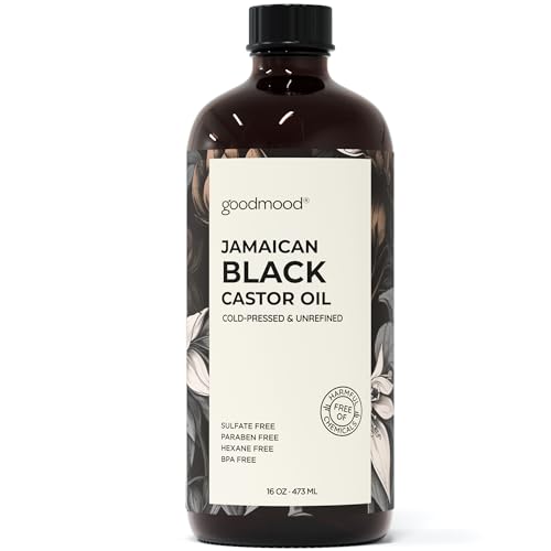GOODMOOD Jamaican Black Castor Oil 16 oz Organic Cold Pressed Unrefined Pure Castor Oil for Hair Growth Skin Care and Belly Fat