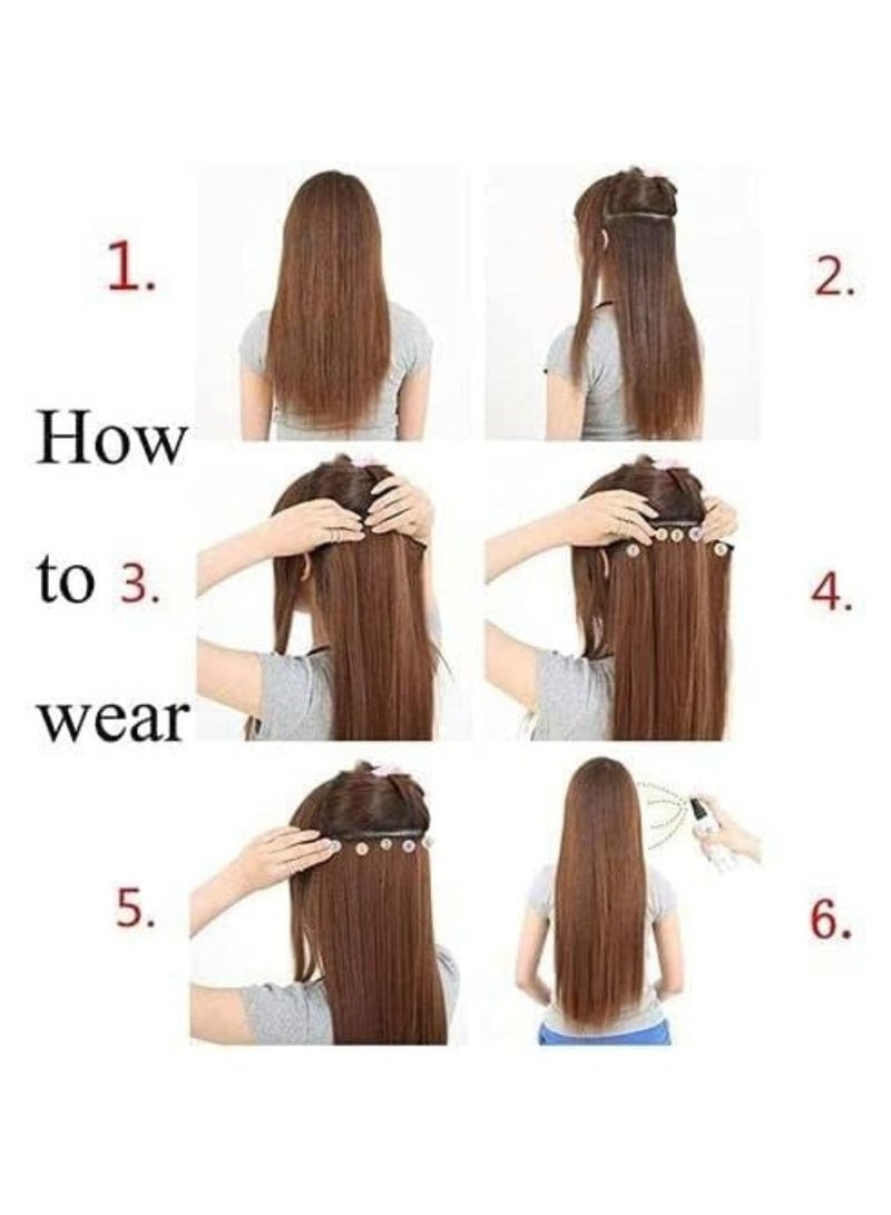 Estelle Full Head One Piece Long Straight and Body Wave Hair Extension With 5 Clips Suitable for Women (Straight No 4) - Image 5