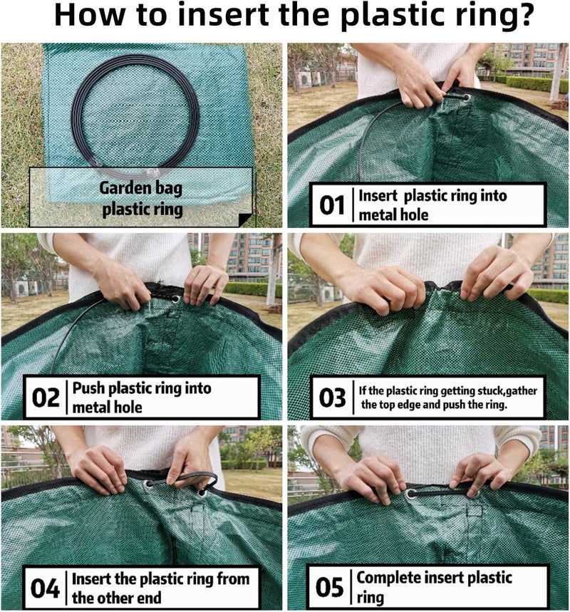 Pilntons 4 Pack 132 Gallons Reusable Yard Waste Bags with Double Bottom and Zipper Lid, Heavy Duty with 4 Handles, Garden Waste Container for Debris, Grass Clipping - Image 5