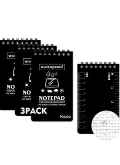 Excefore Waterproof Notebook Pocket Pads 3 X 5 Spiral Memo Paper Notepad Waterproof Pad Black Note Book 3 Pack  - Image 1