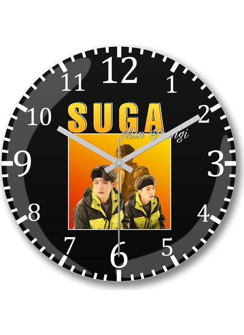 Print Shop Bts Suga Min Yoongi 90S Wall Clock Curved Real Glass