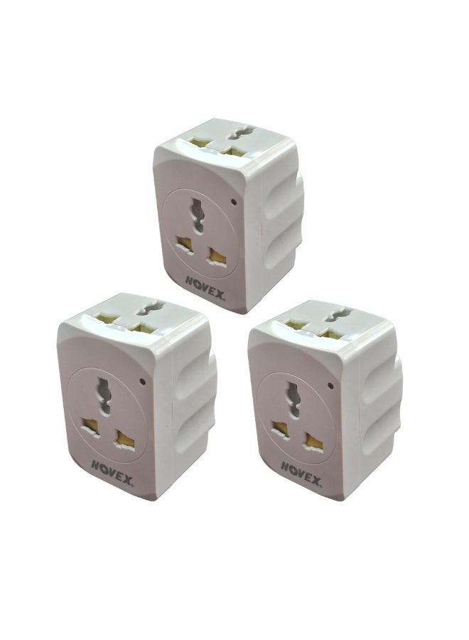 NOVEX (3 Pcs Pack) NOVEX 3-Way Multi Adaptor N-D133, 13A 3250W Power Socket Plug with Neon Indicator - Image 1