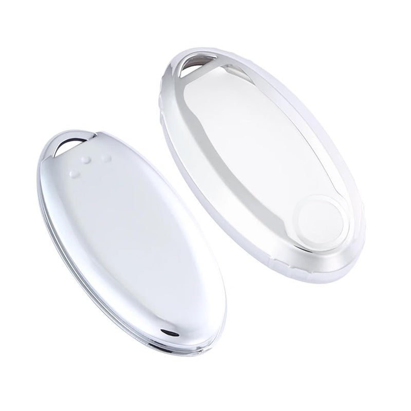 Lcyam Key Fob Cover Fits for Nissan EggShaped Transmission 2022 Altima Maxima Sentra X Trail Patrol Murano Rogue Pathfinder Serena Kicks Armada Versa Silver