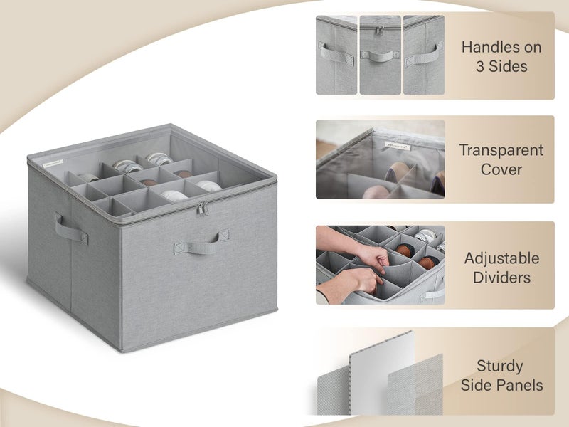 StorageWorks Shoe Organizer for Closet, Fits up to 16 Pairs, Shoe Cubby Storage Containers with Adjustable Dividers and Clear Cover, Grey - Image 5