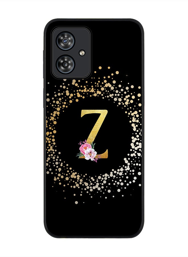 Stylizedd Rugged Black Case for Motorola Moto G54 / Motorola Moto G54 Power / Motorola Moto G64 5G,Custom Monogram Initial Letter Floral Alphabet - Z (Black) - Image 1