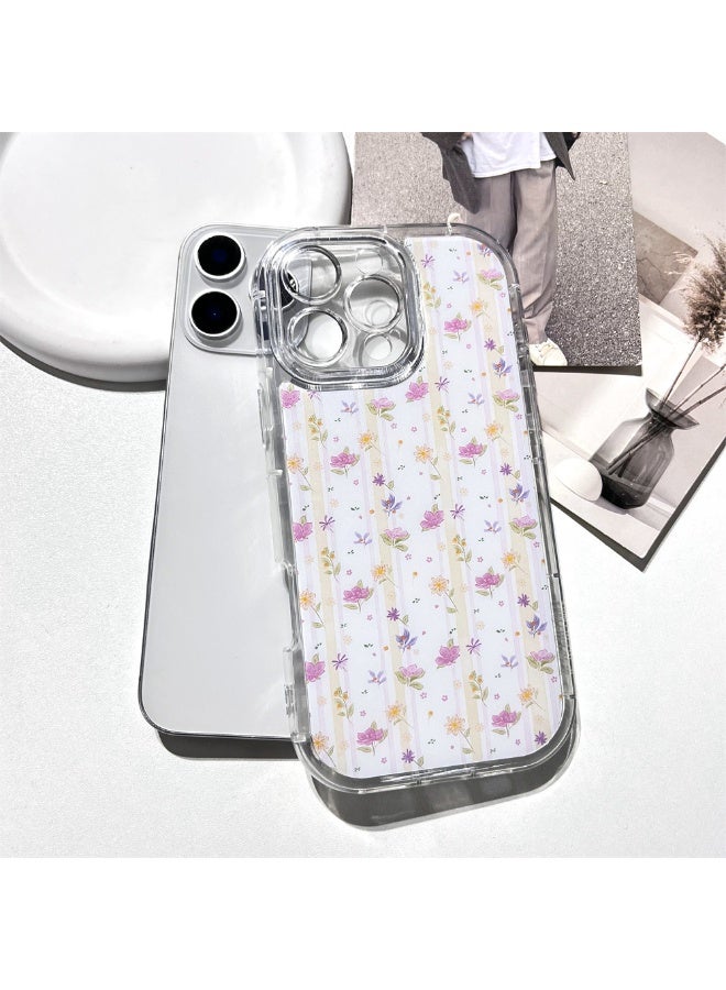 NIBEMINENT Romantic Flowers Protective TPU Case Cover For iPhone 16 Pro Max Clear - Image 1
