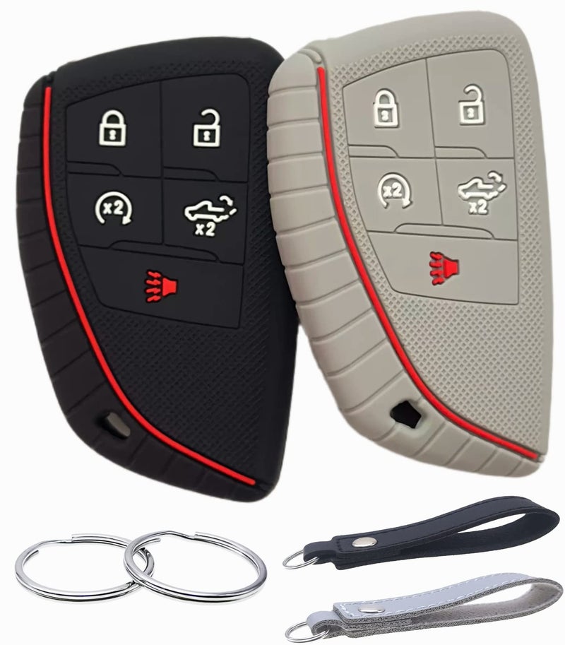 REPROTECTING Silicone Rubber Key Fob Cover Compatible with 2026-2022 Chevy Chevrolet Silverado 1500 GMC Sierra 1500, 2026-2024 Silverado Sierra 2500HD 3500HD (Black Grey) - Image 1