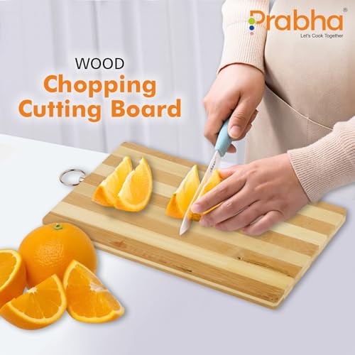 Prabha Large Natural Bamboo Wood Chopping Cutting Board for Kitchen Vegetables, Chopper Board, Fruits & Cheese, BPA Free, Eco-Friendly, Anti-Microbial, Size: 32 cm - Image 5
