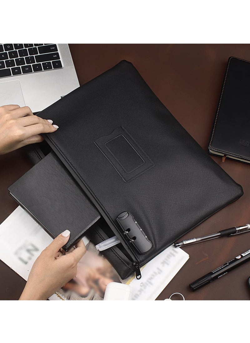 Notary Bag with Lock, Lockable Document Bag, Waterproof Cash Bag with Password Lock, Security Bag for Notary Supplies, Journal, Stamp, Cash, Coin, Check, Wallet Pouch, 13.6 x 10.6 Inch, Black - Image 4