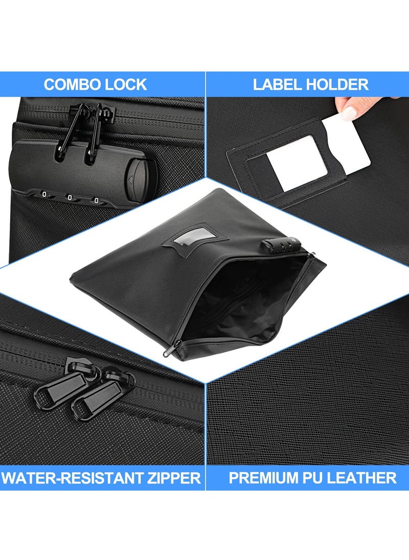 Notary Bag with Lock, Lockable Document Bag, Waterproof Cash Bag with Password Lock, Security Bag for Notary Supplies, Journal, Stamp, Cash, Coin, Check, Wallet Pouch, 13.6 x 10.6 Inch, Black - Image 2