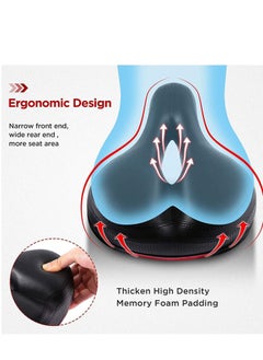 Excefore Comfortable Men Women Bike Seat, Seat Replacement with Dual Shock Absorbing Ball Wide Memory Foam Bicycle Mounting Wrench  - Image 2