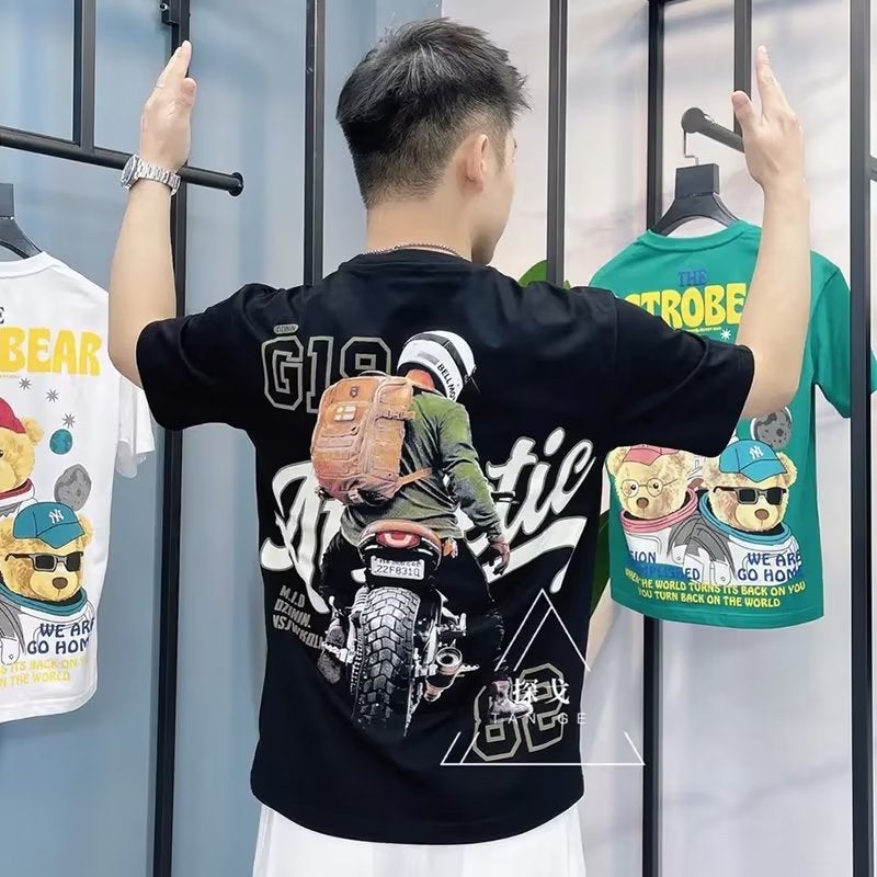 2022 summer short-sleeved T-shirt men's new popular short-sleeved T-shirt creative trendy half-sleeved T-shirt student clothes - Image 2