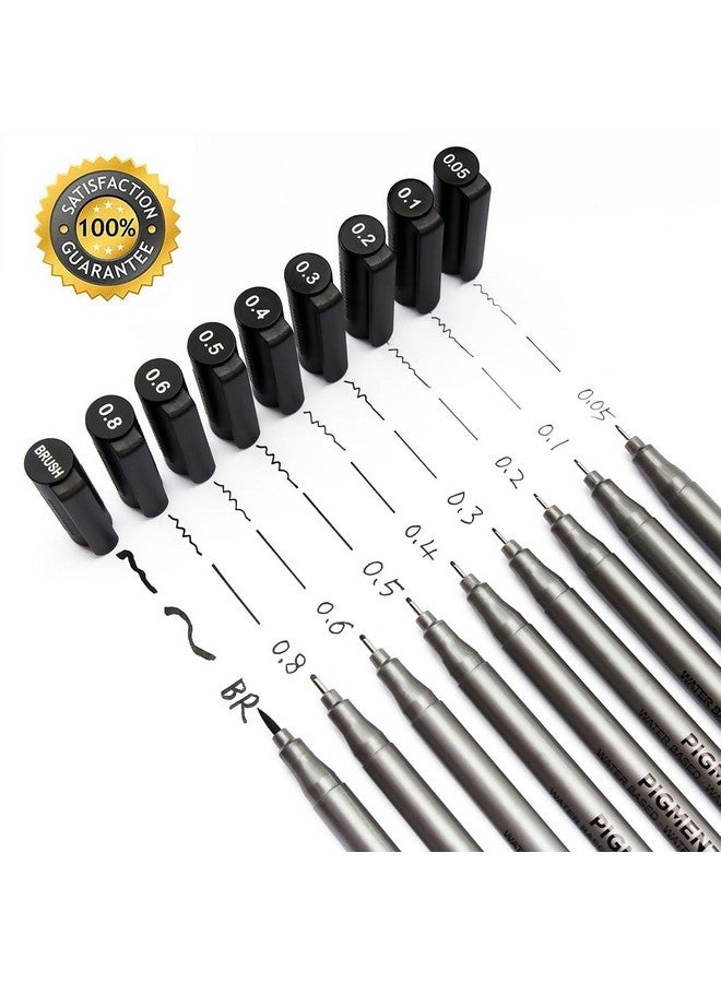 STA أقلام حبر دقيق STA Brusarth باللون الأسود، أقلام حبر مقاومة للماء، أقلام رسم، أقلام توضيحية للفنانين، متعددة الخطوط، لفن الألوان المائية، الرسم، الأنمي، المانغا، التصميم، 9/طقم (أسود) - Image 2