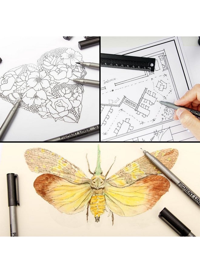 STA أقلام حبر دقيق STA Brusarth باللون الأسود، أقلام حبر مقاومة للماء، أقلام رسم، أقلام توضيحية للفنانين، متعددة الخطوط، لفن الألوان المائية، الرسم، الأنمي، المانغا، التصميم، 9/طقم (أسود) - Image 5