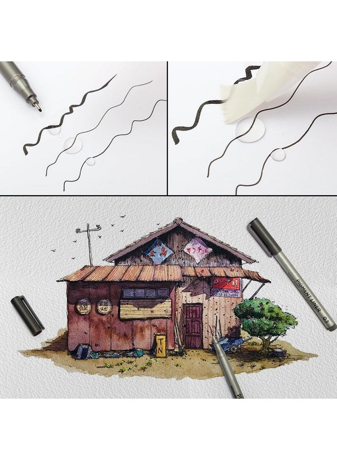 STA أقلام حبر دقيق STA Brusarth باللون الأسود، أقلام حبر مقاومة للماء، أقلام رسم، أقلام توضيحية للفنانين، متعددة الخطوط، لفن الألوان المائية، الرسم، الأنمي، المانغا، التصميم، 9/طقم (أسود) - Image 3