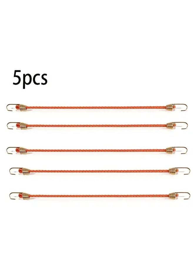 5pcs Orange Polka Dots Heavy Duty Elastic Straps with Metal Hooks Retractable Tear Resistant Fasteners for Outdoor Camping Gear - Image 1