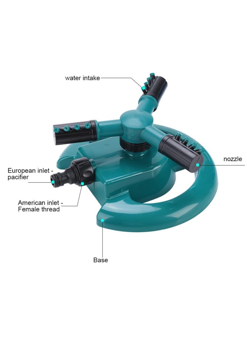 Generic Three Arm Water Sprinkler water rotor, 12 green garden nozzles  - Image 2