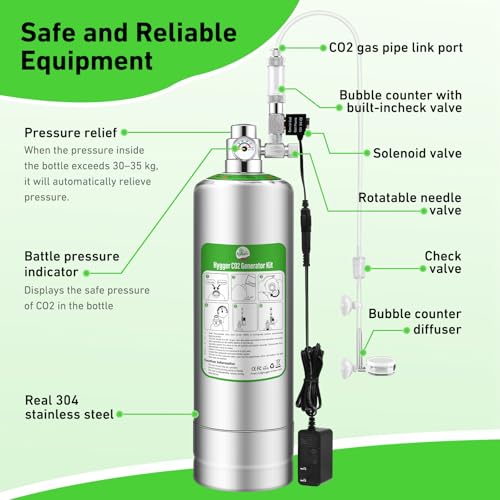 Hygger CO2 Pro 5L Aquarium CO2 Generator System, Complete Carbon Dioxide Reactor Kit with Regulator and Needle Valve for Aquarium Plants Tanks - Image 4