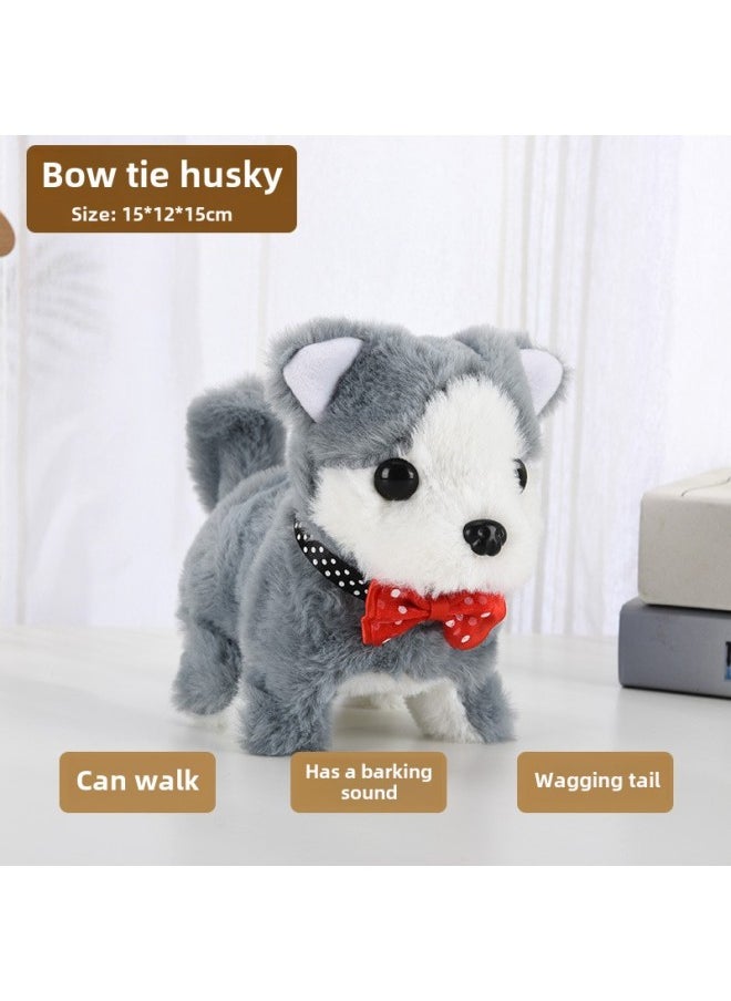 Toy Dog Plush Toy Walking Dog Dog Stall Electronic Puppy-Color:Bow Tie Husky  - Image 1