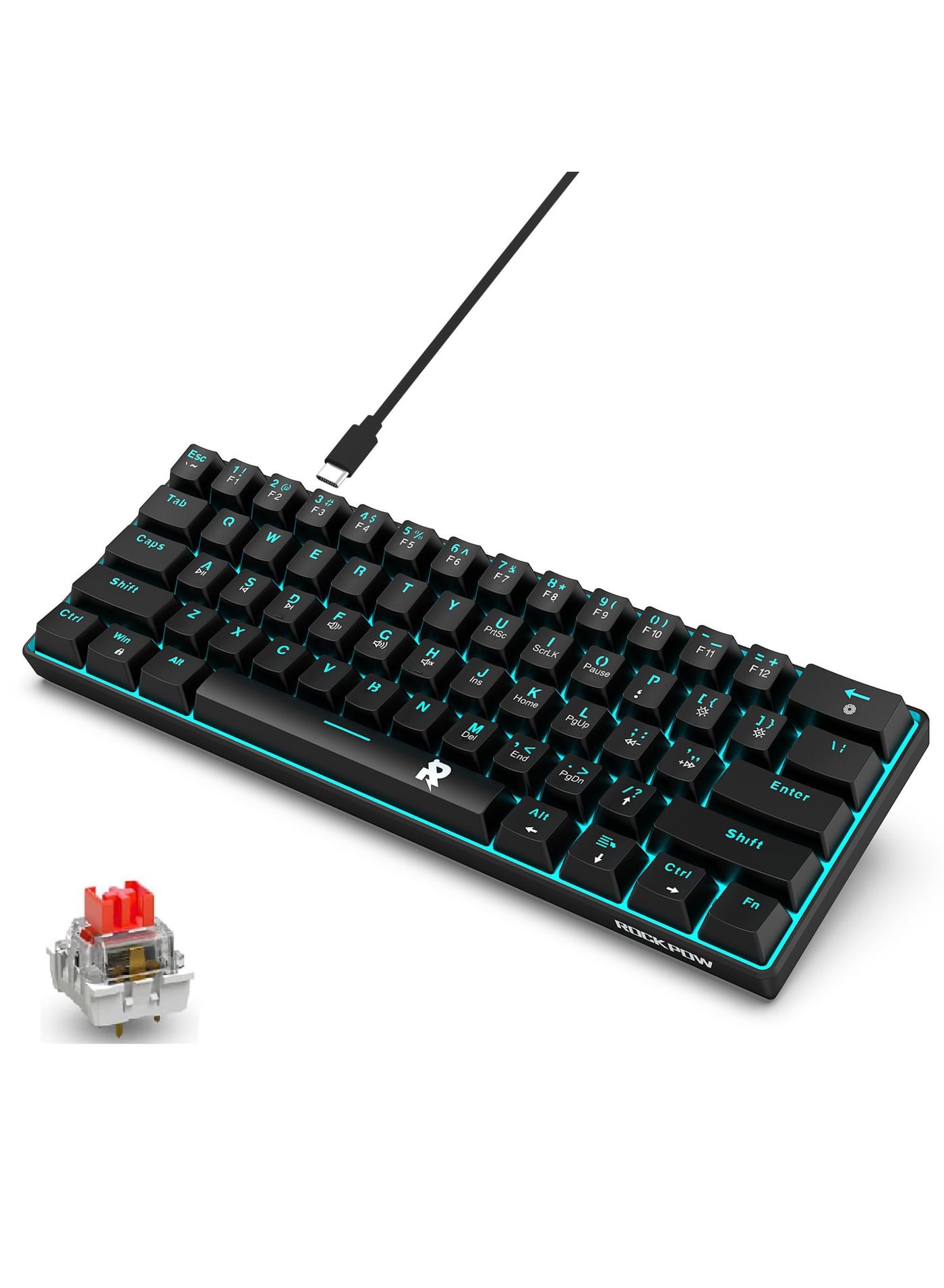 روك باو Rockpow 60 Mechanical Gaming Keyboard usb