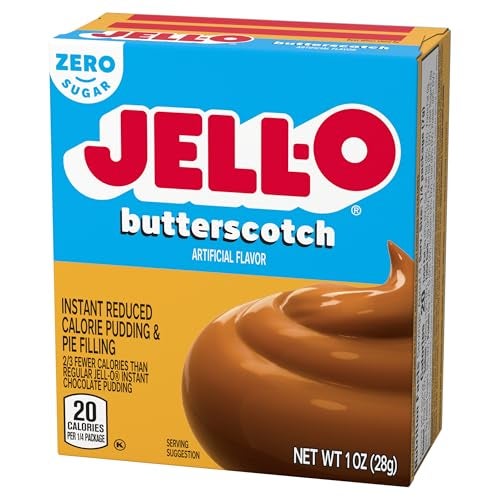 Jell-O Butterscotch Zero Sugar Instant Reduced Calorie Pudding & Pie Filling Mix, 1 oz. Box (Pack of 4) - Image 3