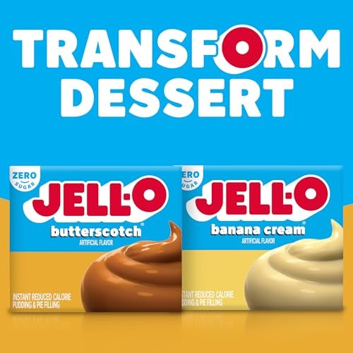 Jell-O Butterscotch Zero Sugar Instant Reduced Calorie Pudding & Pie Filling Mix, 1 oz. Box (Pack of 4) - Image 5