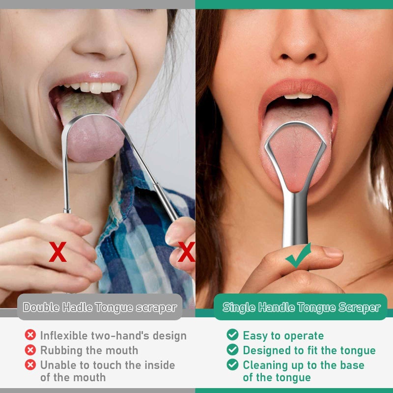 RONAVO Tongue Scraper for Adults, Two Colors Designed for Couples, Cure Bad Breath, Tongue Cleaners Stainless Steel, Metal Tongue Scrapers for Oral Care & Hygiene (2 Pack) - Image 4