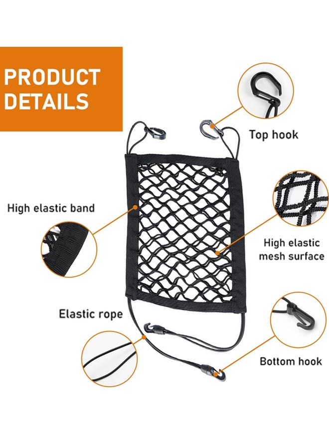 2 Pcs Car Net Barrier Mesh Organizer with 4 Hooks Four Side  Elasticity Pet Baby Stretchable Storage Bag Universal for Cars SUVs Easy Install Car Divider for Driving Safely with Children Pets - Image 2