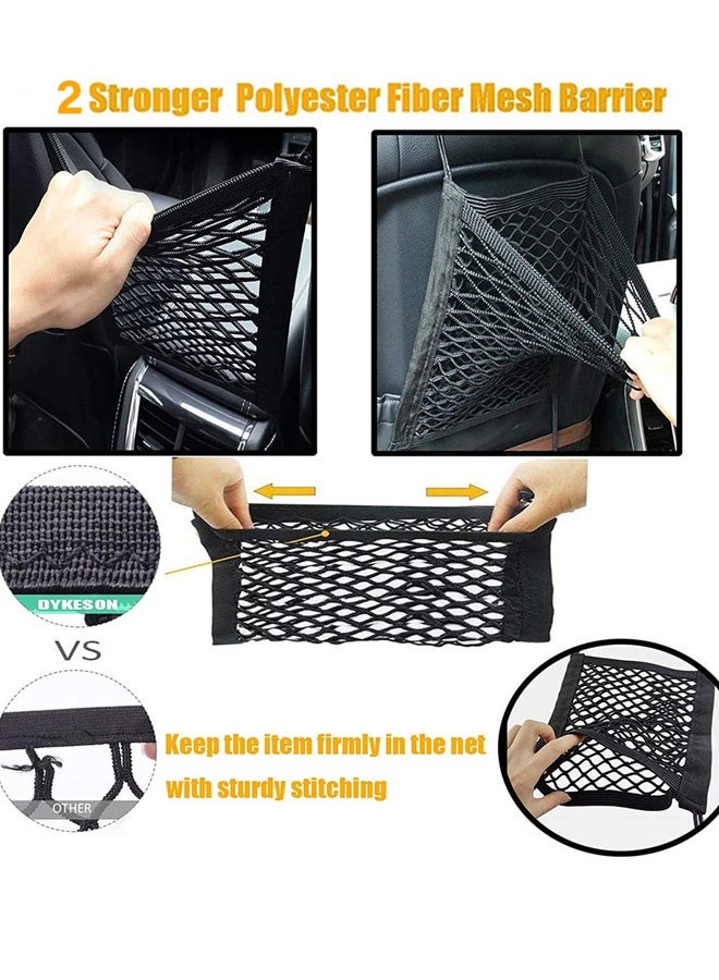 2 Pcs Car Net Barrier Mesh Organizer with 4 Hooks Four Side  Elasticity Pet Baby Stretchable Storage Bag Universal for Cars SUVs Easy Install Car Divider for Driving Safely with Children Pets - Image 3