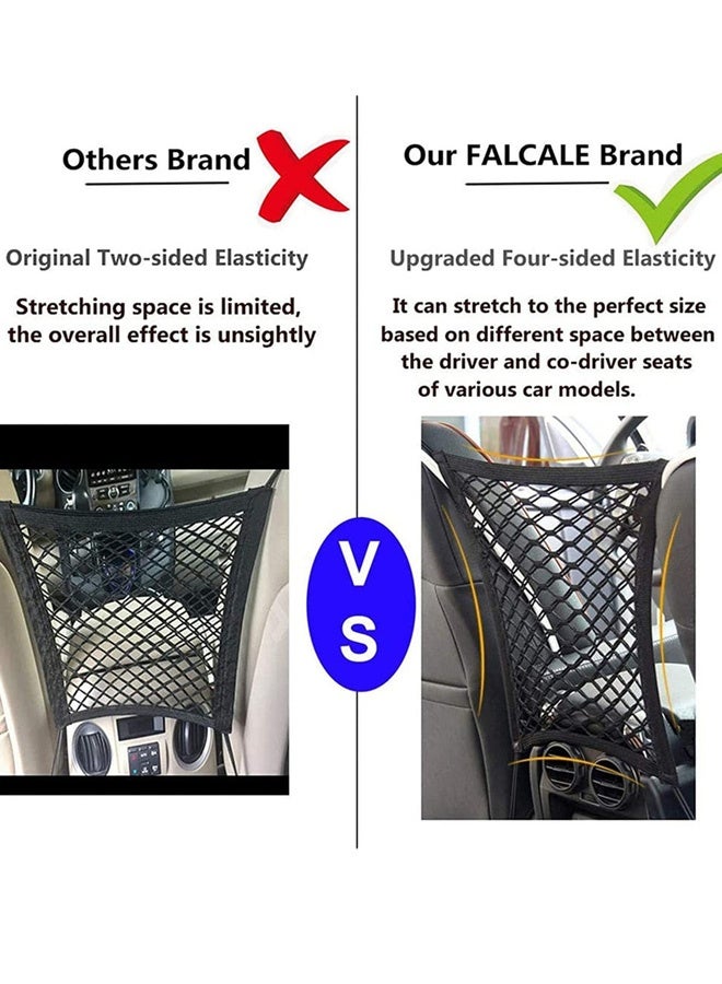 2 Pcs Car Net Barrier Mesh Organizer with 4 Hooks Four Side  Elasticity Pet Baby Stretchable Storage Bag Universal for Cars SUVs Easy Install Car Divider for Driving Safely with Children Pets - Image 4