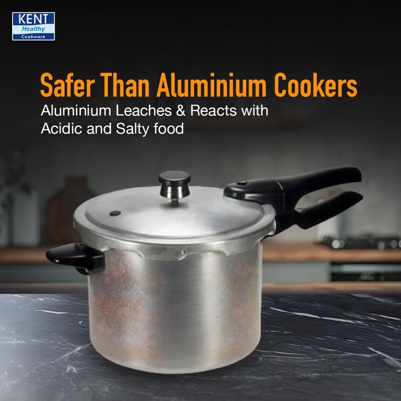 KENT طنجرة ضغط كينت من الفولاذ المقاوم للصدأ سعة 2 لتر مع غطاء خارجي من الفولاذ المقاوم للصدأ | قاعدة سميكة بسمك 4.66 مم | مقHandles مصنوعة بتقنية الحقن للمتانة | صمام أمان خالٍ من الرصاص | مناسبة للموقد الحثي - Image 4