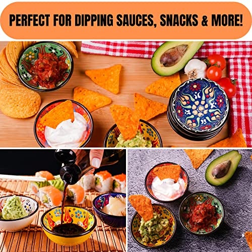 BCS Ceramic Pinch Bowls Set of 6, Small Bowls for Dipping - Cooking Prep & Charcuterie Board, Soy Sauce Dish, Multicolor Handmade Decorative Serving Dishes (3.2'' - 3 oz) - Image 2