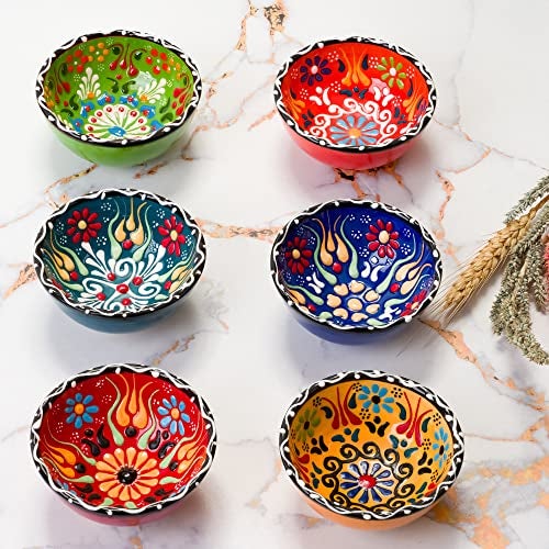 BCS Ceramic Pinch Bowls Set of 6, Small Bowls for Dipping - Cooking Prep & Charcuterie Board, Soy Sauce Dish, Multicolor Handmade Decorative Serving Dishes (3.2'' - 3 oz) - Image 4