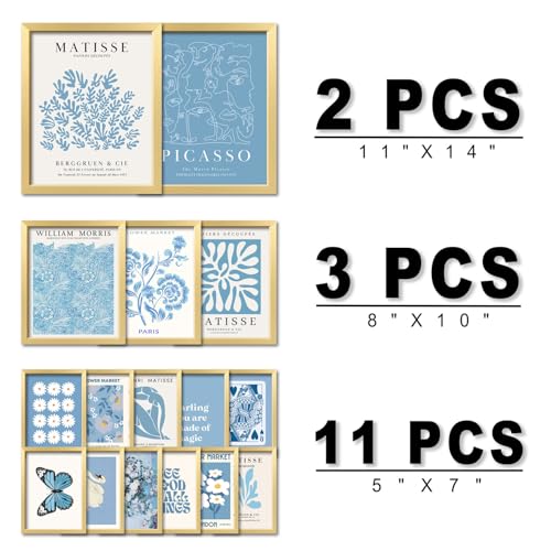 ANERZA 16 PCS Framed Blue Wall Art Decor, Matisse Wall Prints for Bedroom, Gallery Wall Frame Set, Minimalist Posters for Living Room Aesthetic, Collage Kit, Teen Girls Dorm Home Artwork - Image 2